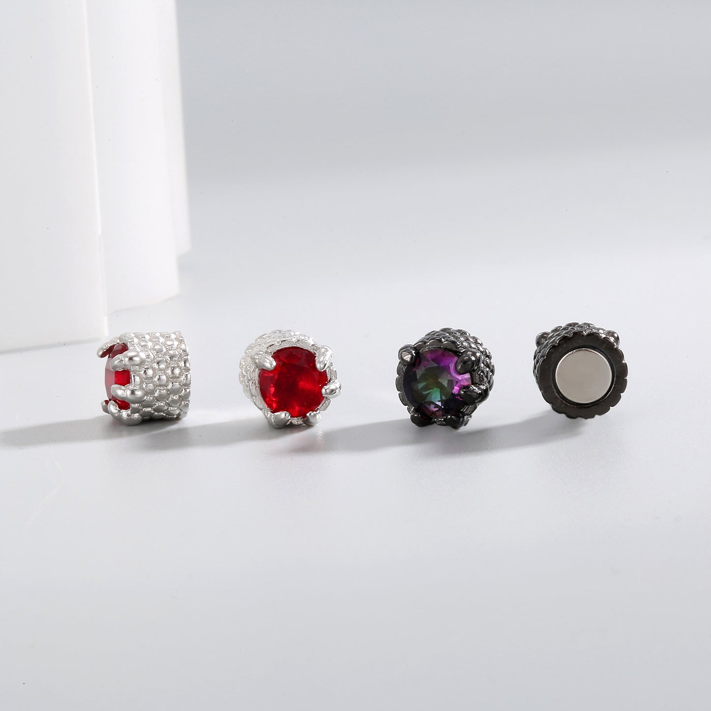 Dragon Claw Without Pierced Red Elegant Mini Fashion Male Stud Earrings