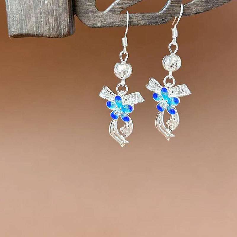 Sier Ethnic Style Peacock Retro Ear Hook Vintage Scenic Spot Earrings