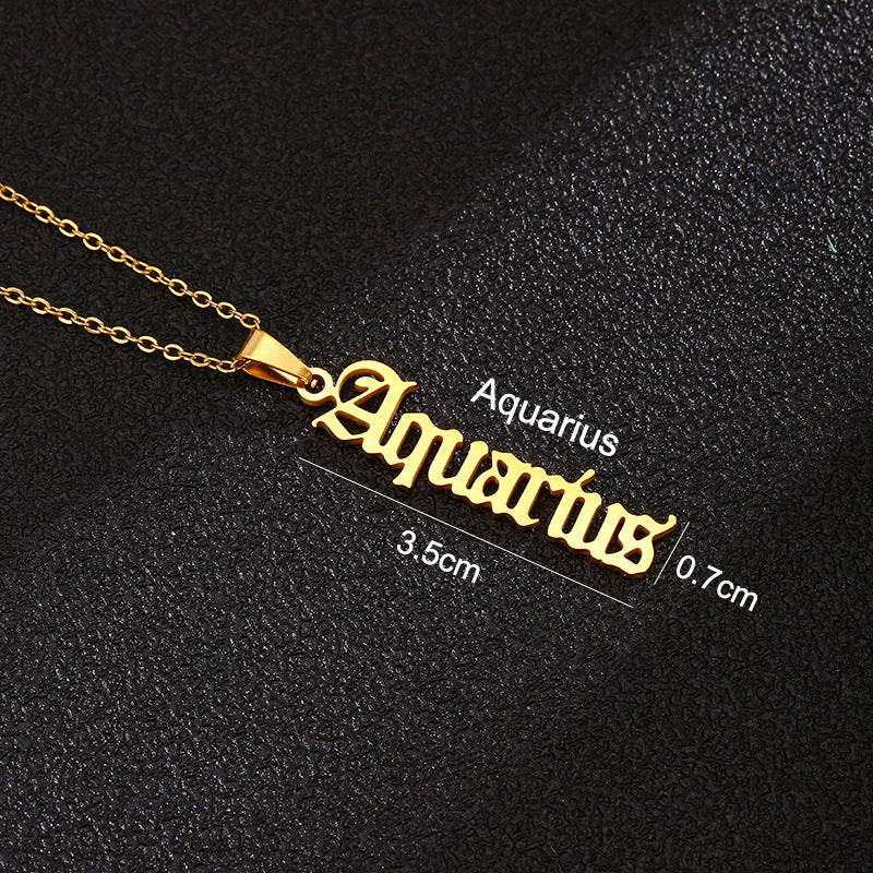 Women's & Men's Constellations Stainless Steel English Letters Titanium Clavicle Pendants