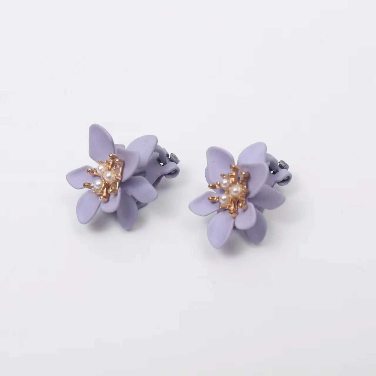 Sier Needle Fresh Purple Flower Super Fairy Niche Design Earrings