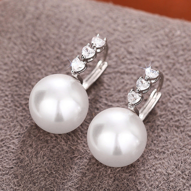 Shi Glossy Pearl Geometric Elegant Graceful Earrings