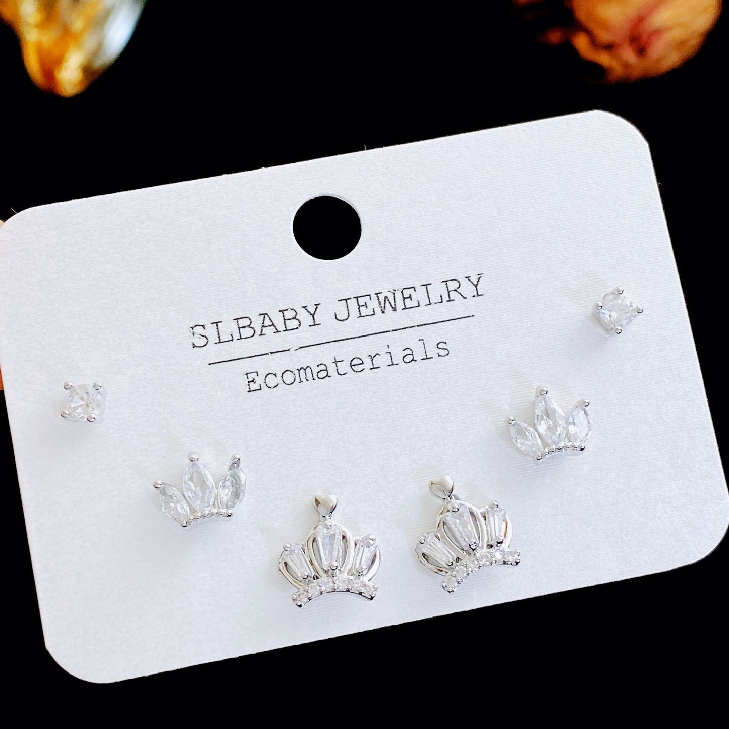 Women's Needle Simple Series Three Pairs Storage Ear Rings