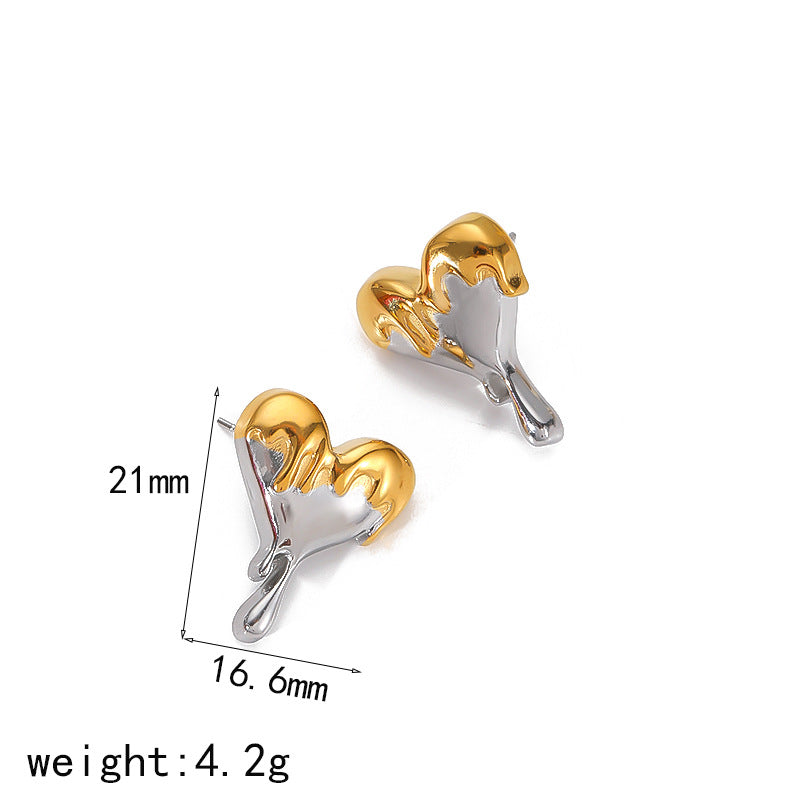 Heart-shaped Titanium Steel Ear Niche High-grade Earrings