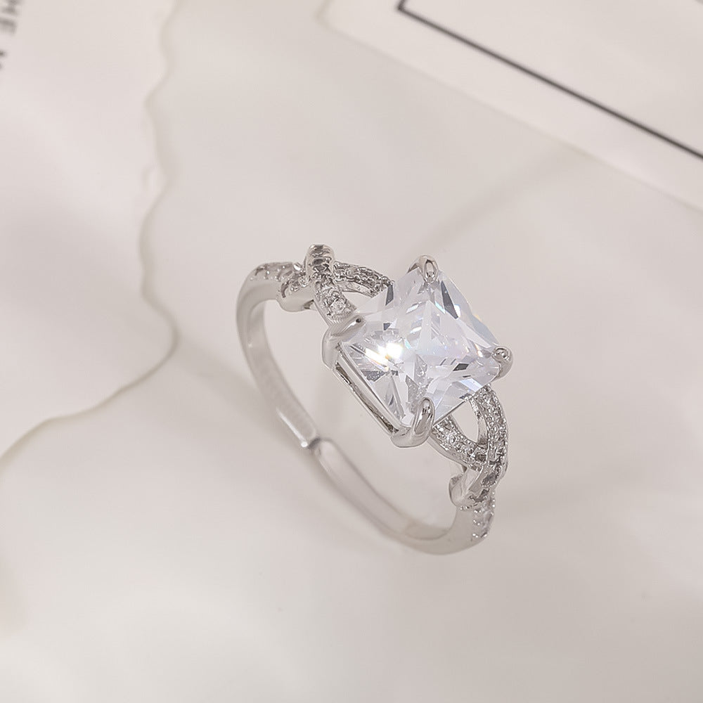 Women's Open-end Zircon Fashionable Classy Simple Cold Feeling Goddess Rings