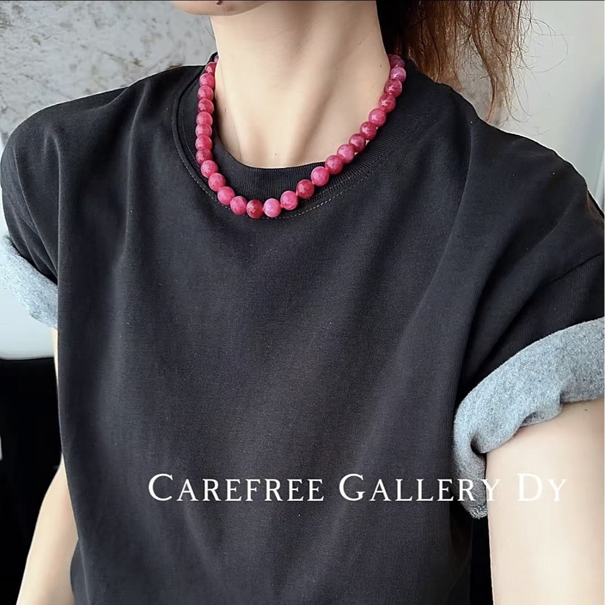 High-grade Exquisite Stone Pink Cute Beaded Light Necklaces
