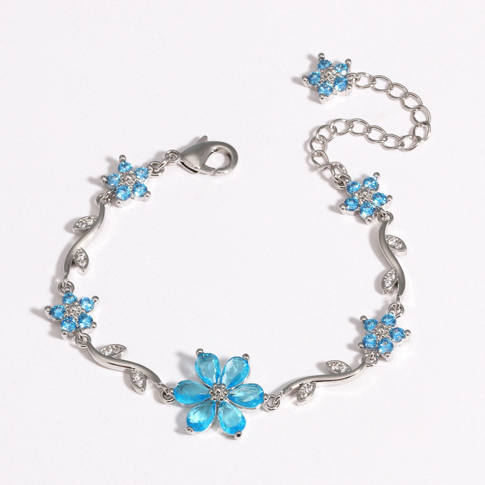 Cute Sweet Pastoral Style Love Heart Flowers Valentine's Day Bracelet