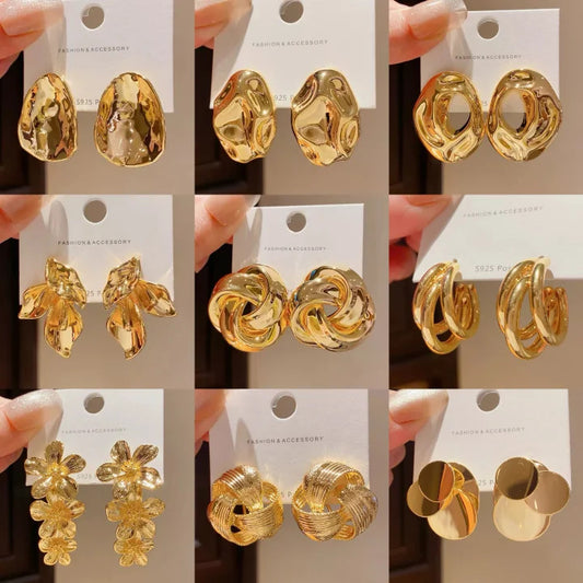 Women's Needle Round Curved Geometric Ear Retro Personalized Temperamental Light Luxury Earrings