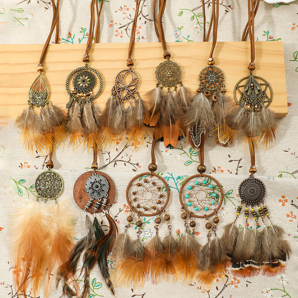 Sweater Chain Hand-woven Feather Scenic Spot Necklaces