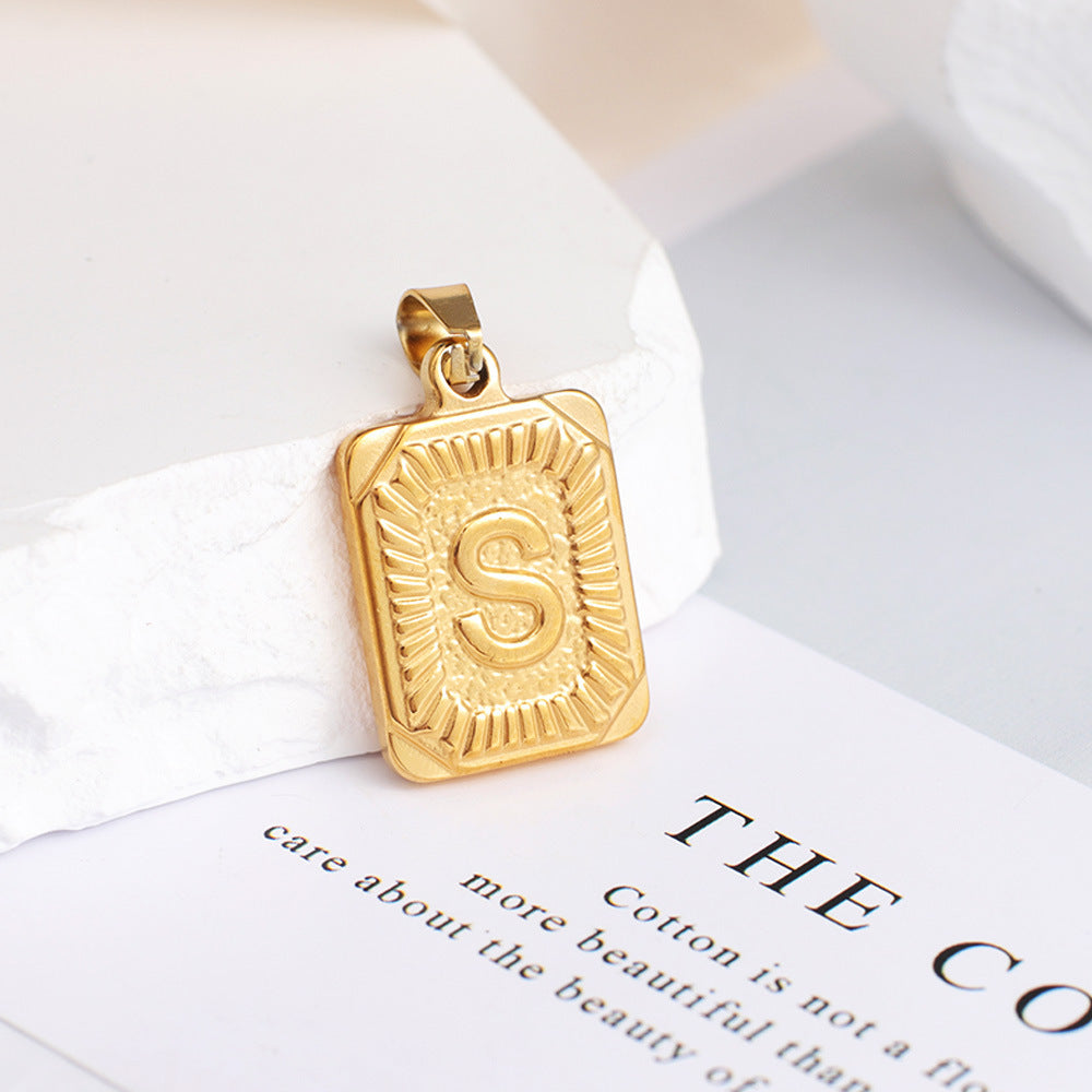 Gold English Letter Tag Simple Sweater Pendants