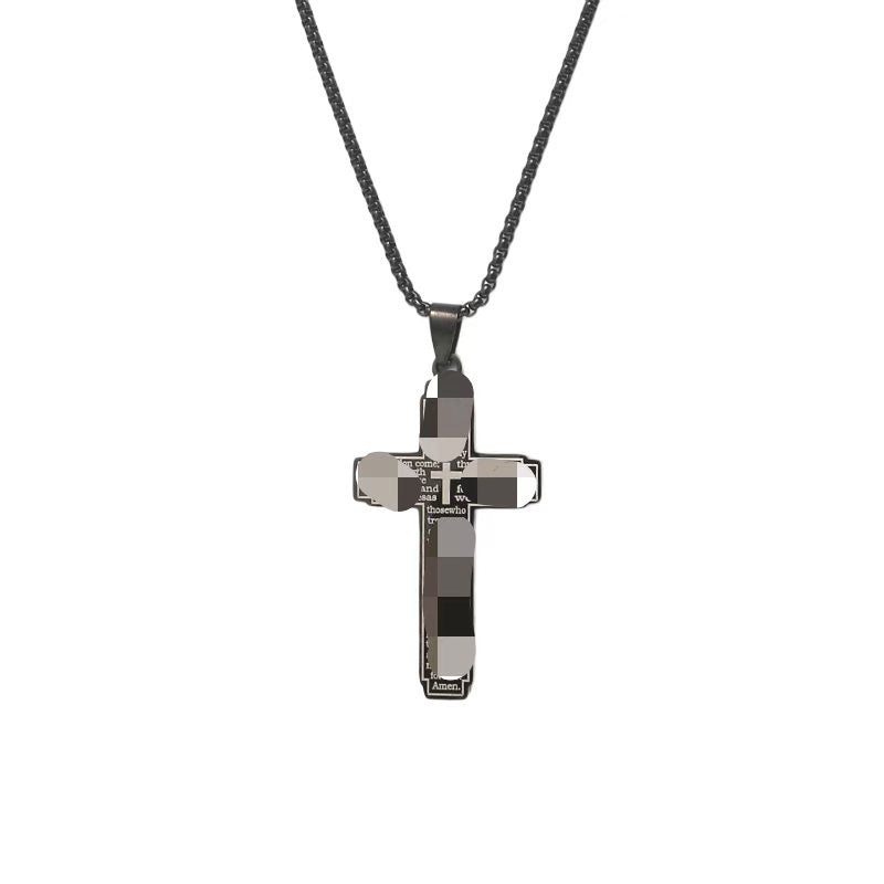 Korean Style Male Female Personality Three-dimensional Cross Trendy Grace Stainless Necklace