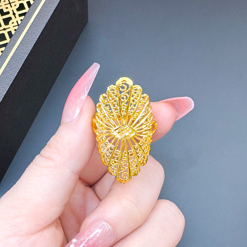 Women's Advanced Design Exaggerated Opening Real Bronze Rings