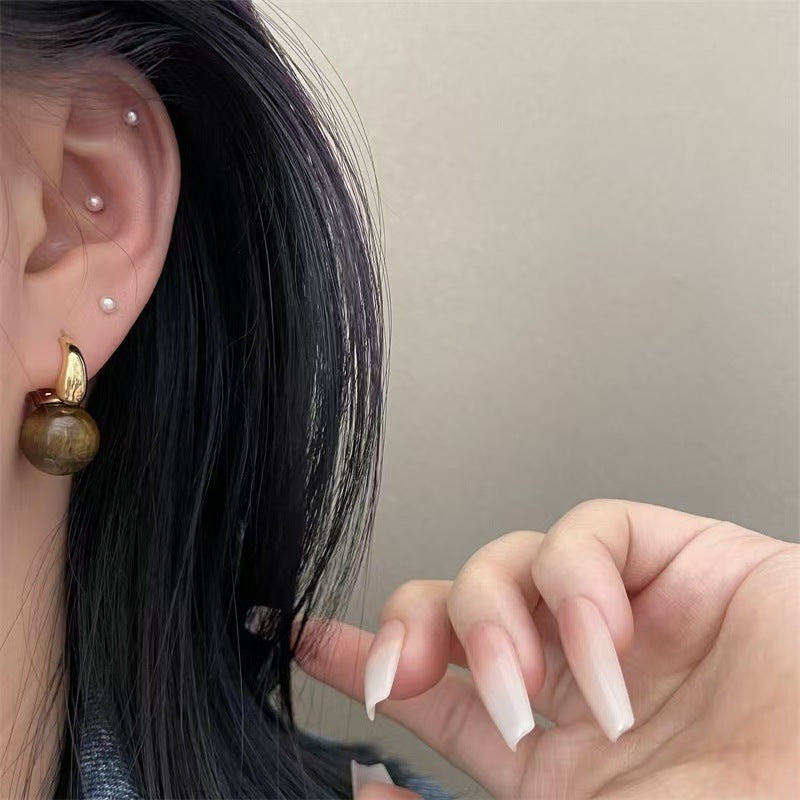 Women's Beads Spring Elegant Niche Design Light Luxury Earrings