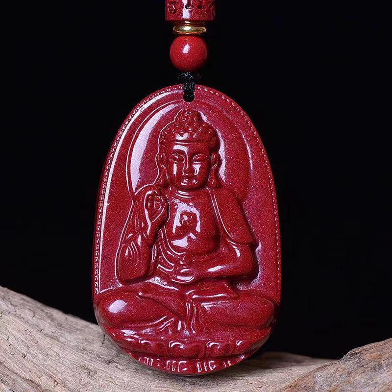 Women's & Men's Natural Cinnabar Buddha Void Tibetan Bodhisattva Pendants