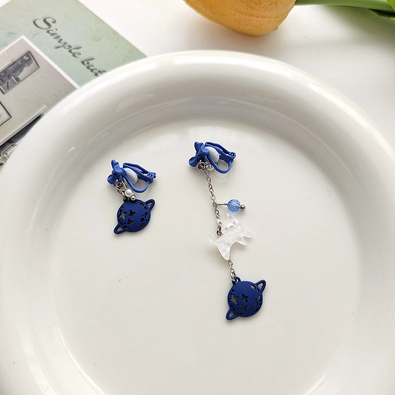 Design Sier Needle Klein Blue Bow Earrings