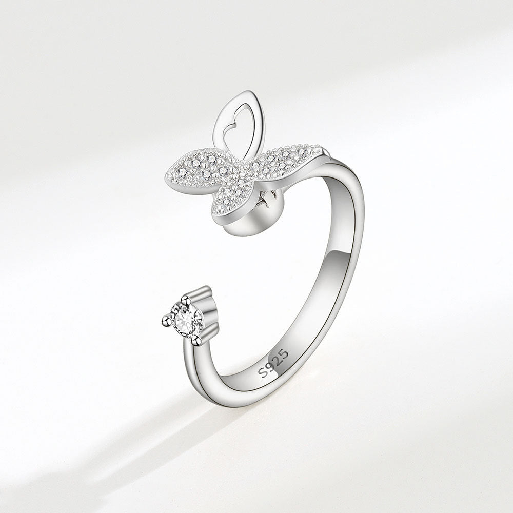 Rotatable Butterfly Female Cold Wind Niche Opening Ring
