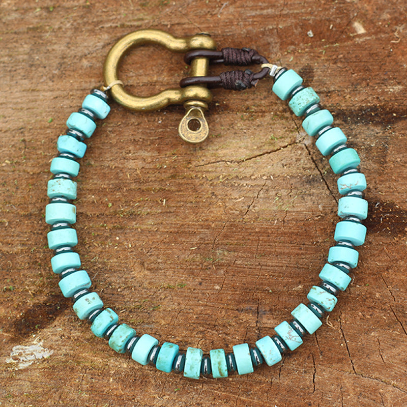 Women's & Men's Turquoise Retro Vachette Clasp Bohemian Niche Bracelet
