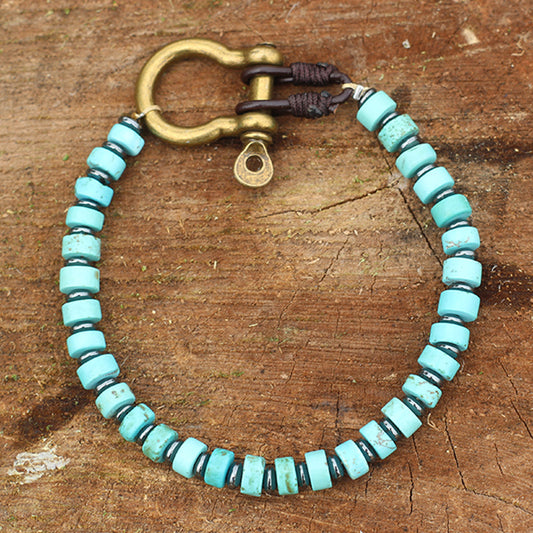 Women's & Men's Turquoise Retro Vachette Clasp Bohemian Niche Bracelet