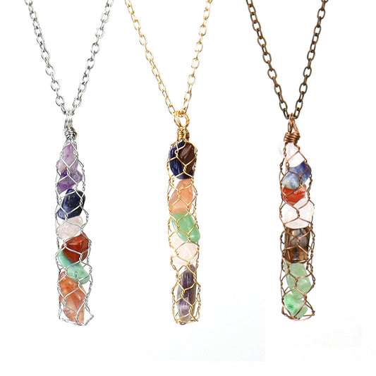 Handmade Winding Natural Gravel Crystal Amethyst Agate Necklace