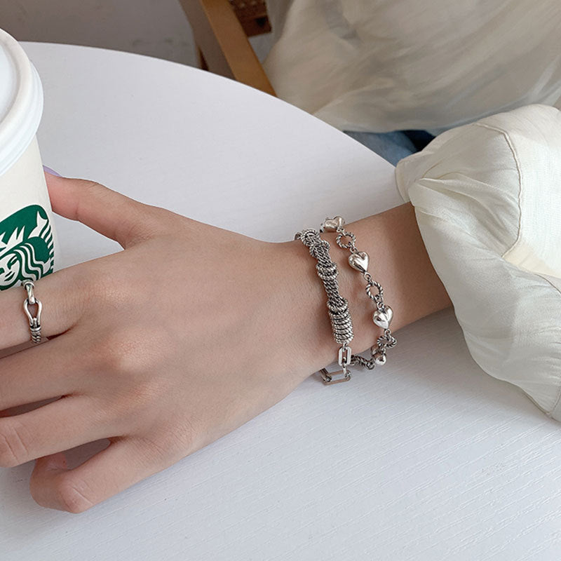 Women's Three-dimensional Heart-shaped Korean Style Couple Cold Tassel Bracelets