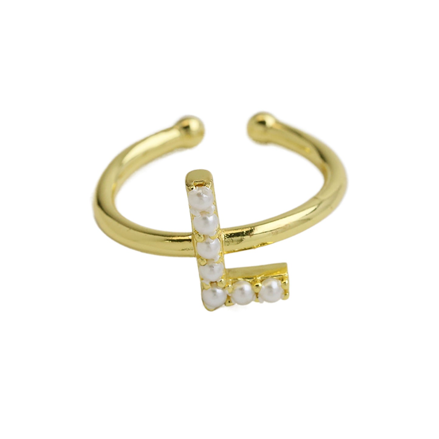 Women's Xi Brass Pearl English Letters Open Rings