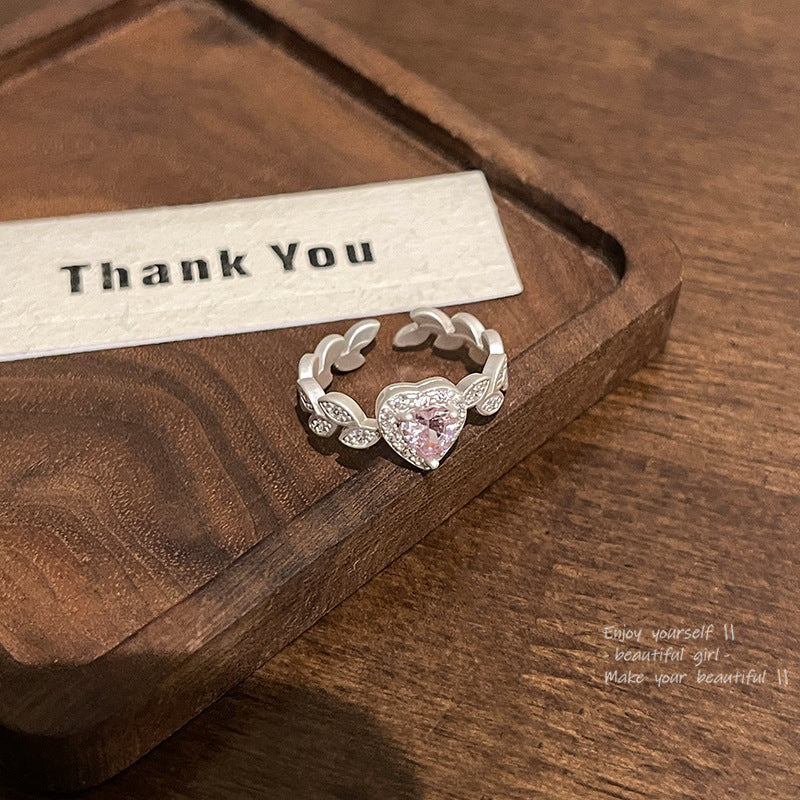 Pink Heart Shape With Diamond Female Rings