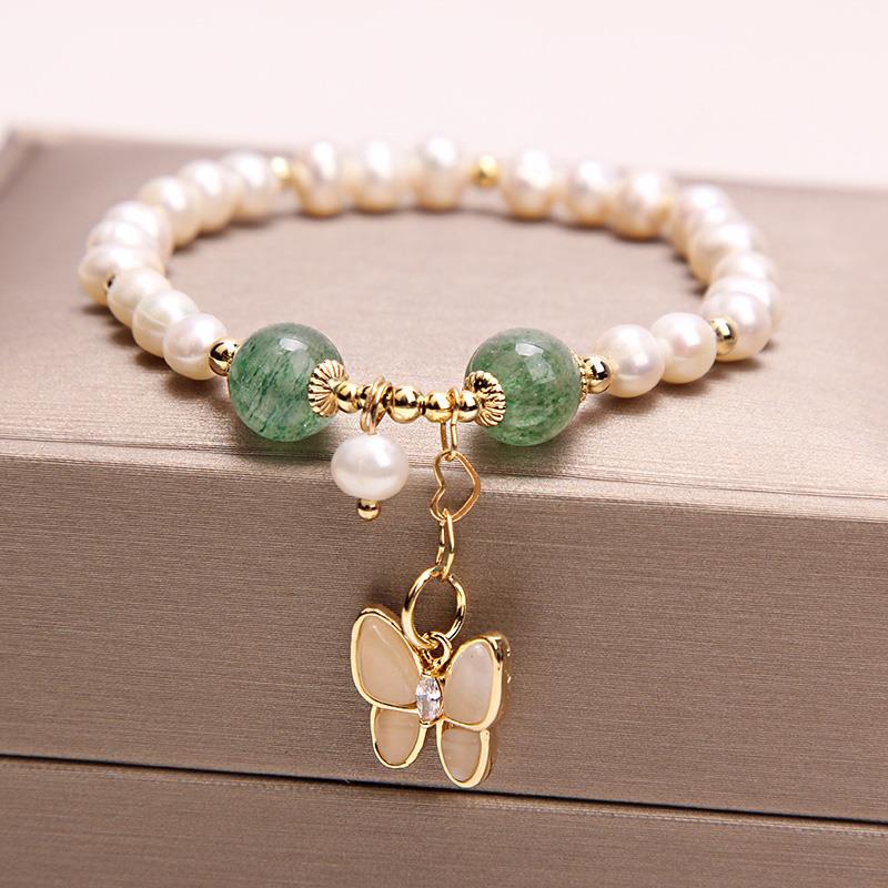 Freshwater Pearl Female Strawberry Quartz Fishtail Bracelets