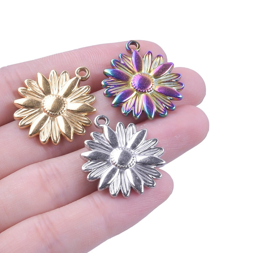 Stainless Steel Accessories Golden Sunflower Titanium Pendants