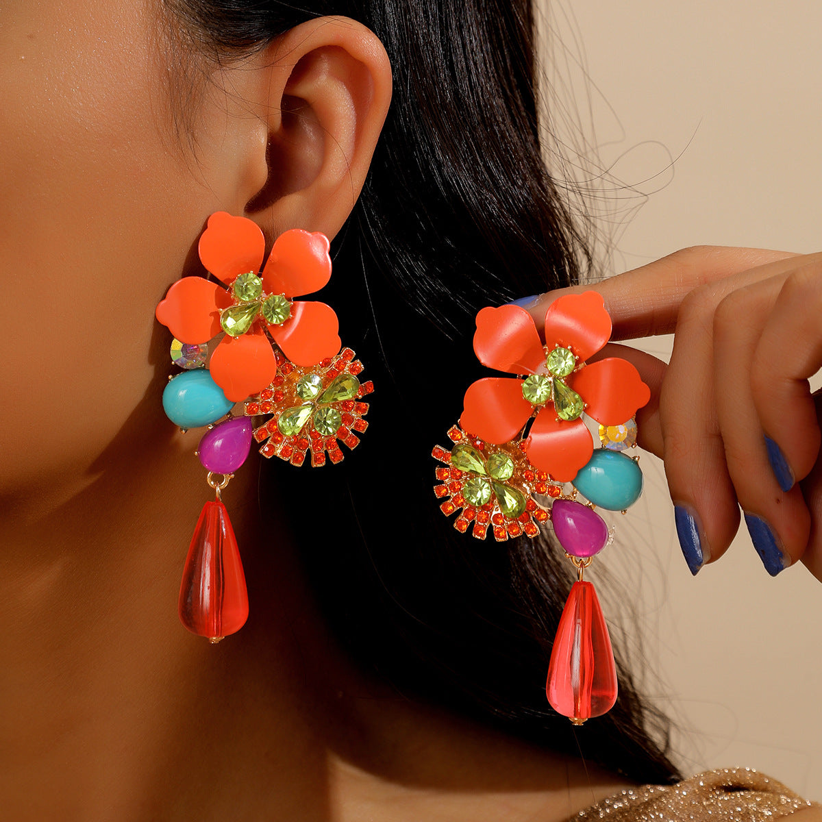 Chiffon Flower Tassel Summer Beach Vacation Rings