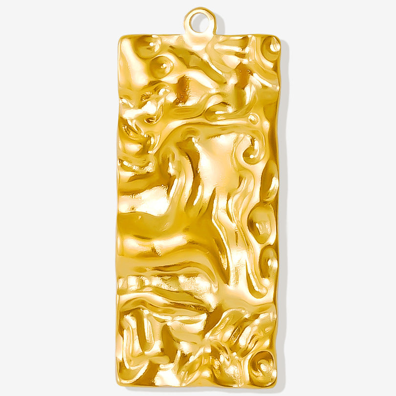 Stainless Steel Fashion Trend Rectangular Pleated Pendants