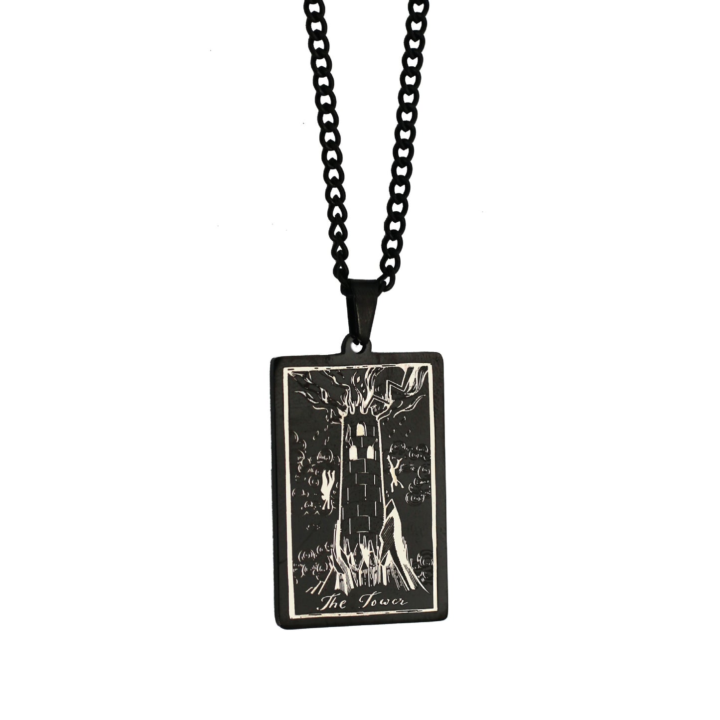 Zhang Tarot Titanium Steel Retro Rectangular Necklaces
