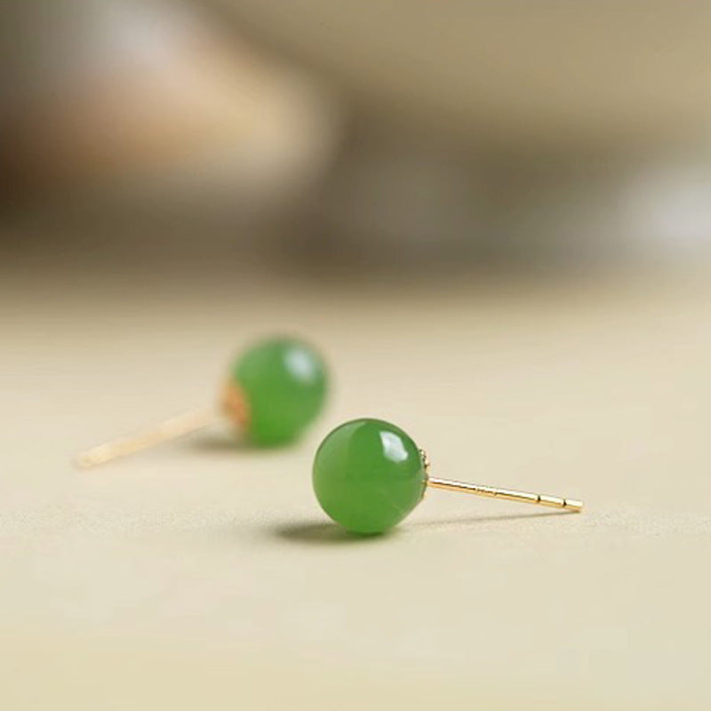 Women's Gold-plated Imitation Jade Green High-grade Temperament Earrings