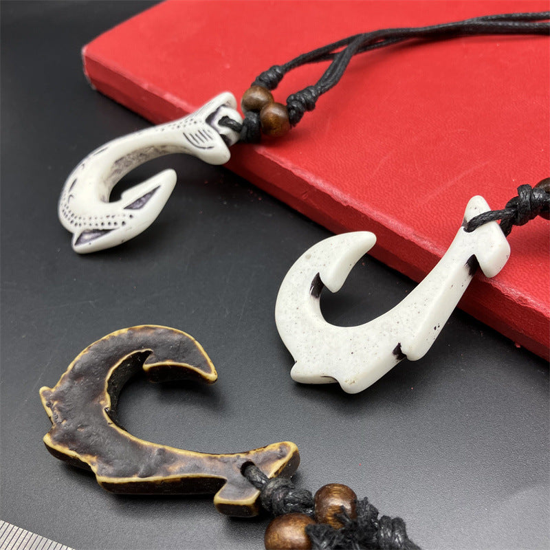 Accessories Vintage Resin Maori Fishhook Imitation Necklaces