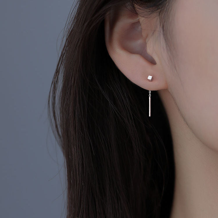 Women's Simple Cold Style Small Square Sleep Without Picking Rings