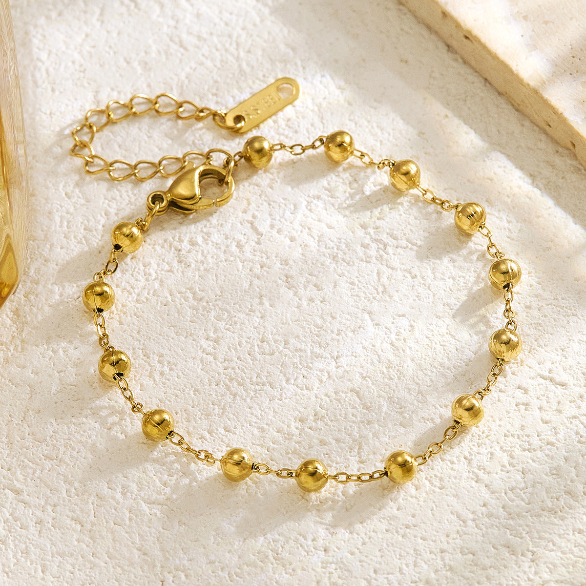 Women's Stainless Steel Round Beads Gold Fashion Bracelets
