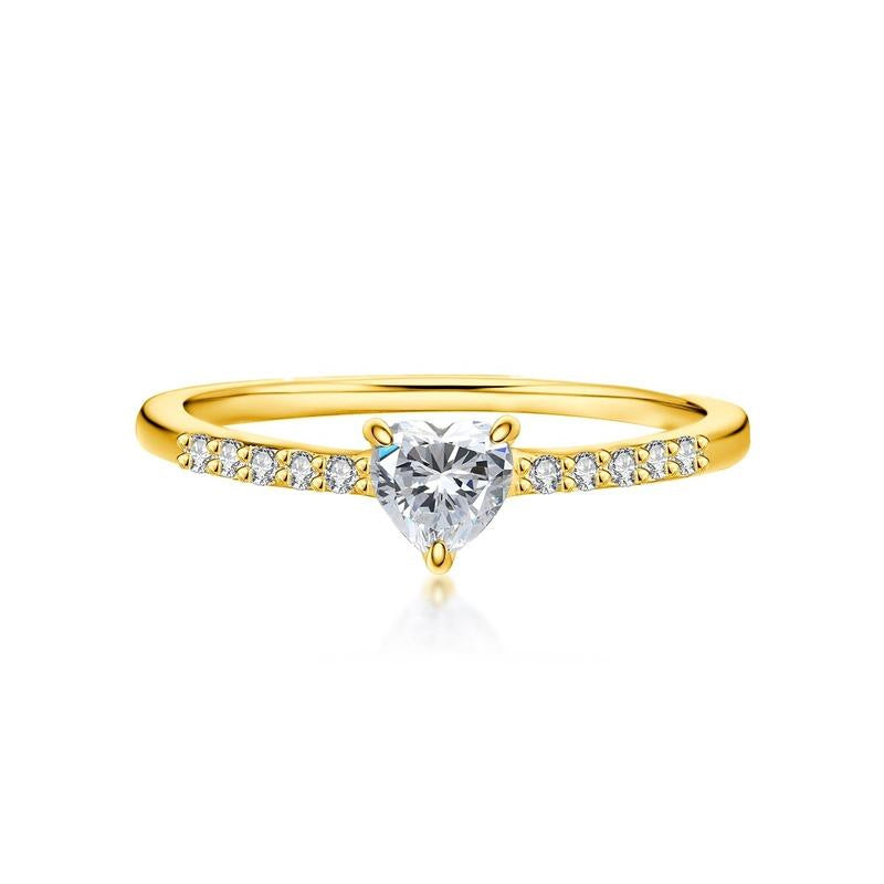 Heart-shaped Copper Plated Gold Zircon Eight Hearts Arrows Personality Creative Rings