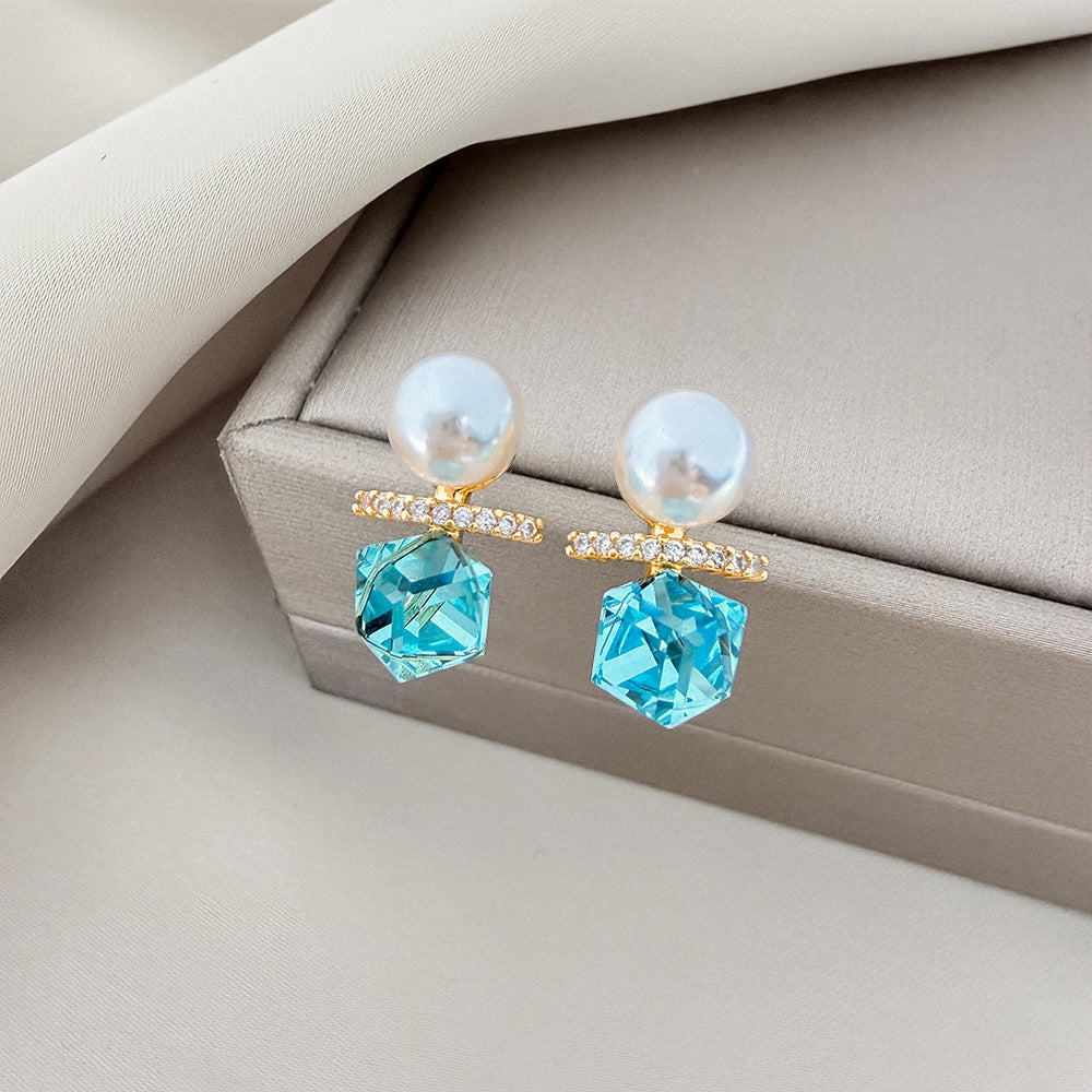 Pearl Balance Beam Fashion Commuter Simple Earrings