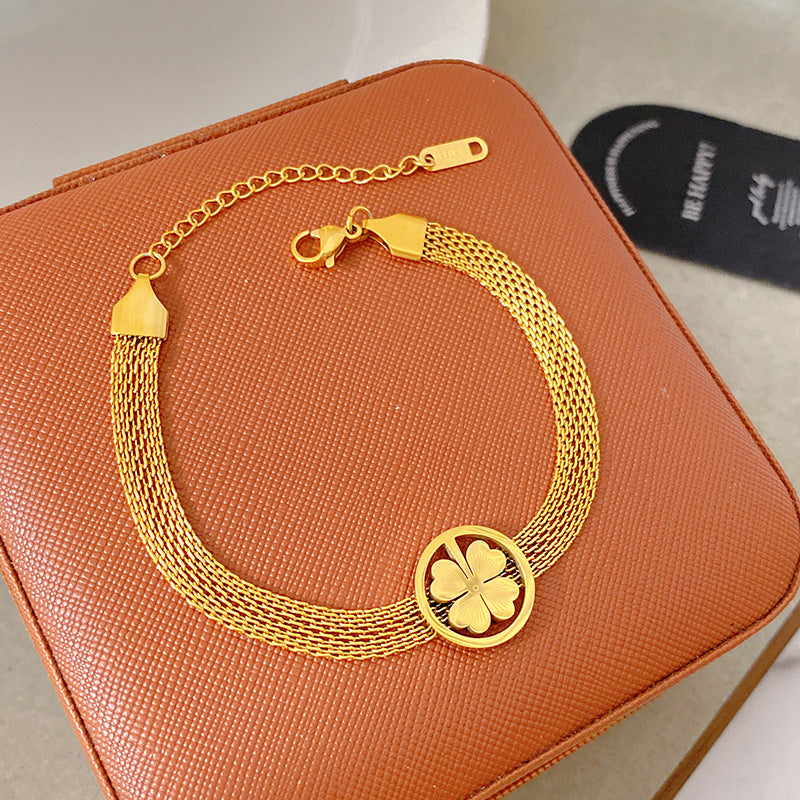 Light Luxury Micro Inlaid Zircon Woven Wire Mesh Fashion Temperament Bracelet