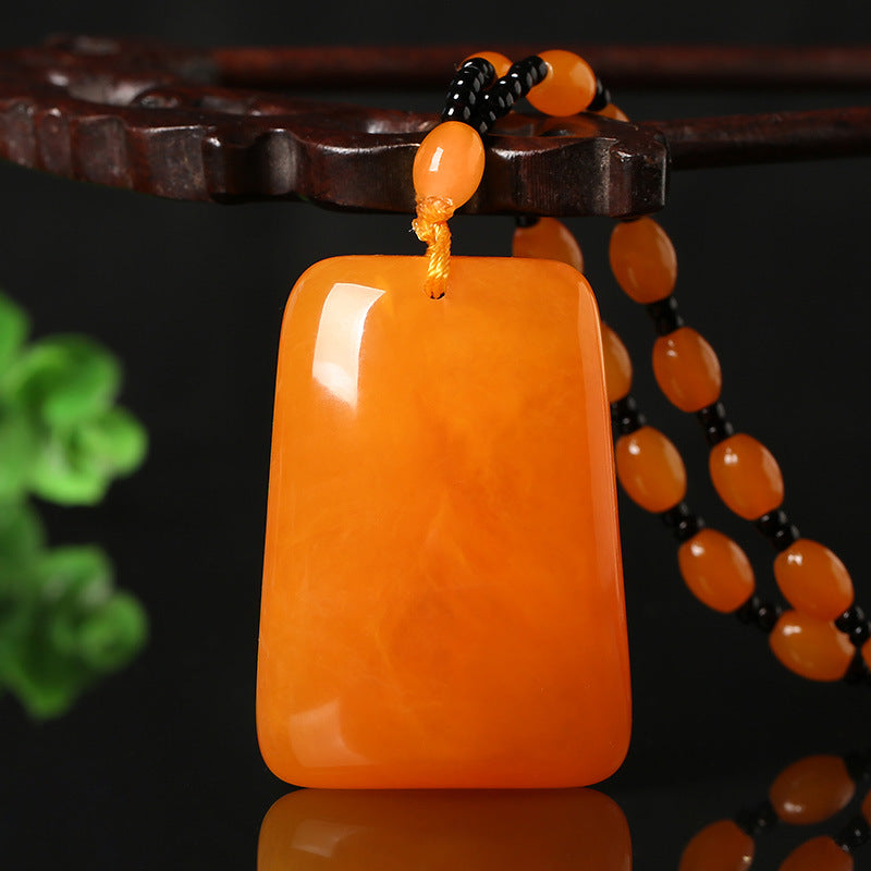 Light Luxury Minority Imitation Old Beeswax Mid-length Sweater Chain Necklaces