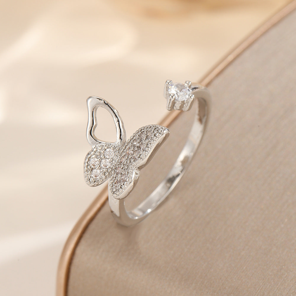 Zircon Female Light Luxury Minority High Sense Adjustable Index Finger Ring