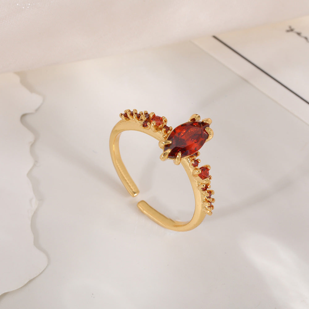 Women's Open-end Zircon Fashionable Classy Simple Cold Feeling Goddess Rings