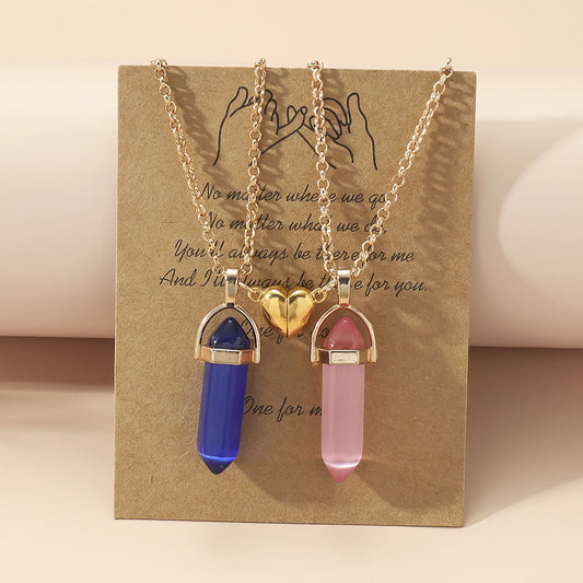 Prism Couple Magnetic Natural Stone Crystal Pendants