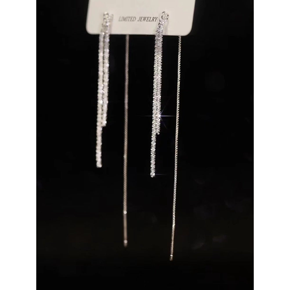 Sparkling Starry Tassel Pull Long Temperament Tide Special Interest Rings