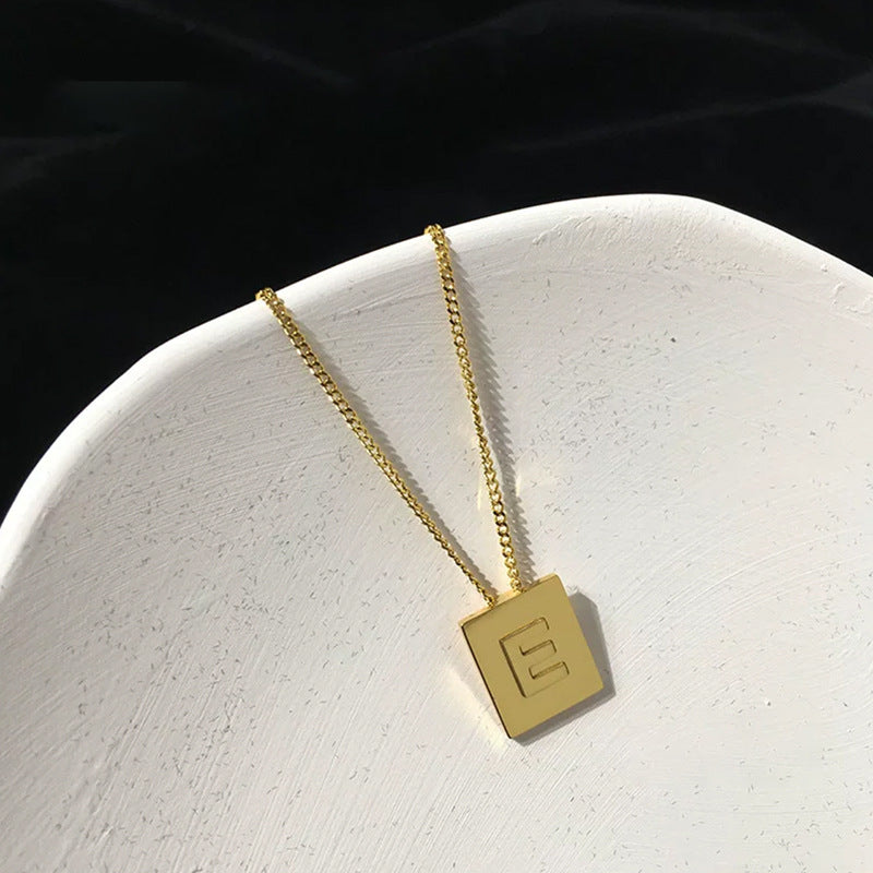 Letter Square Plate English Gold Female Clavicle Necklace