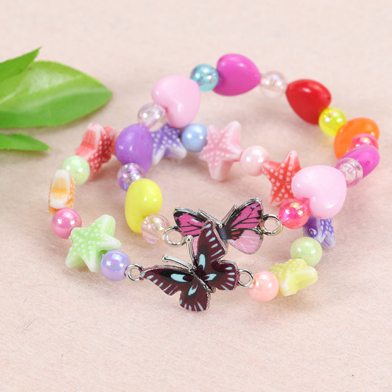 Children's Colorful Beaded Cute Butterfly Kindergarten Birthday Bracelets