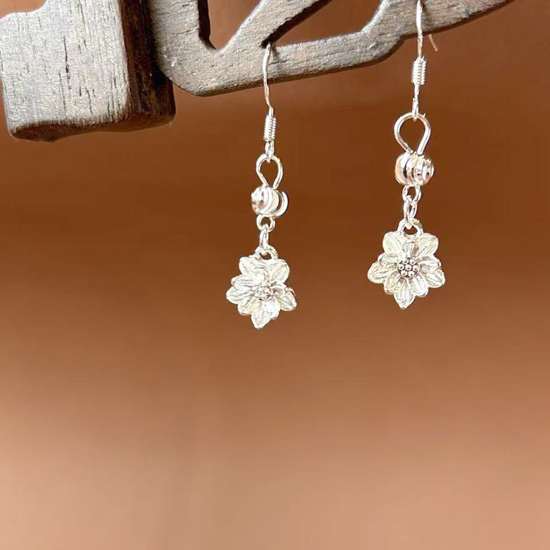 Sier Ethnic Style Peacock Retro Ear Hook Vintage Scenic Spot Earrings
