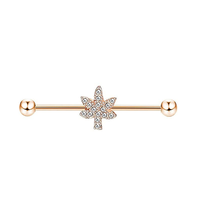 Industrial Barbell Ear External Thread Piercing Bridge Double Stud Earrings