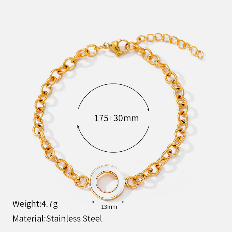 Light Luxury Titanium Steel Everyday Joker Clover Fritillary Gold Plated Bracelet