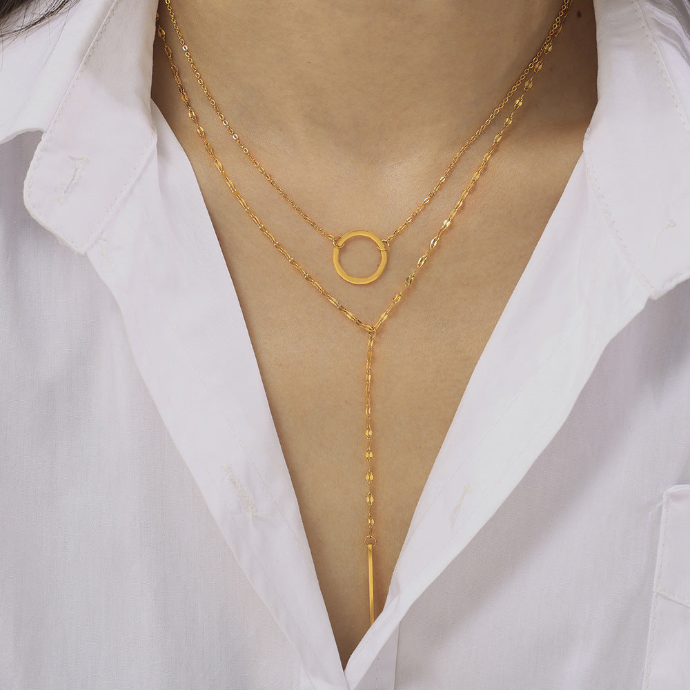 Style Simple Geometric Elements Y-shaped Tassel Stackable Wear Cold Titanium Necklace