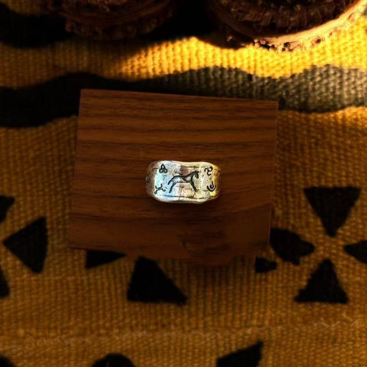 Kazakh Element Open Ethnic Style Simple Niche Index Ring