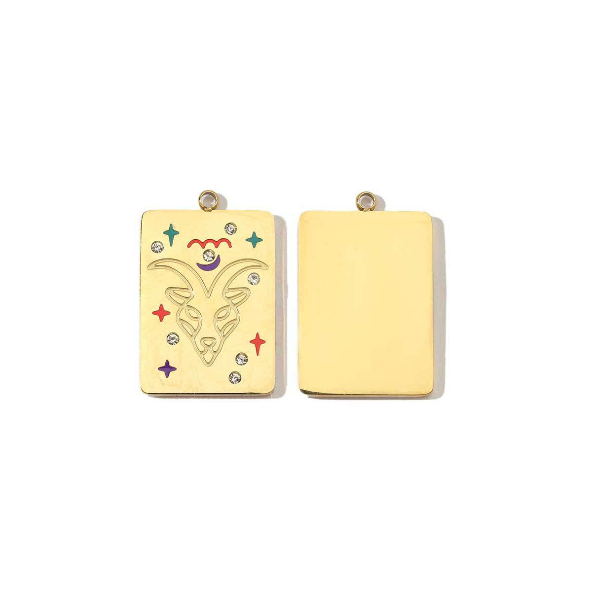 Real Gold Constellation Square Colorful Crystals Pendants